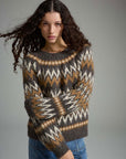 Vibows O-Neck L/s Jacquard Knit Top