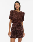 Vibelieve O-Neck Puff Sequins Top/1/ka