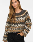Vibows O-Neck L/s Jacquard Knit Top
