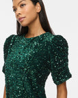 Vibelieve O-Neck Puff Short Dress/ka