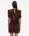 Vibelieve O-Neck Puff Sequins Top/1/ka