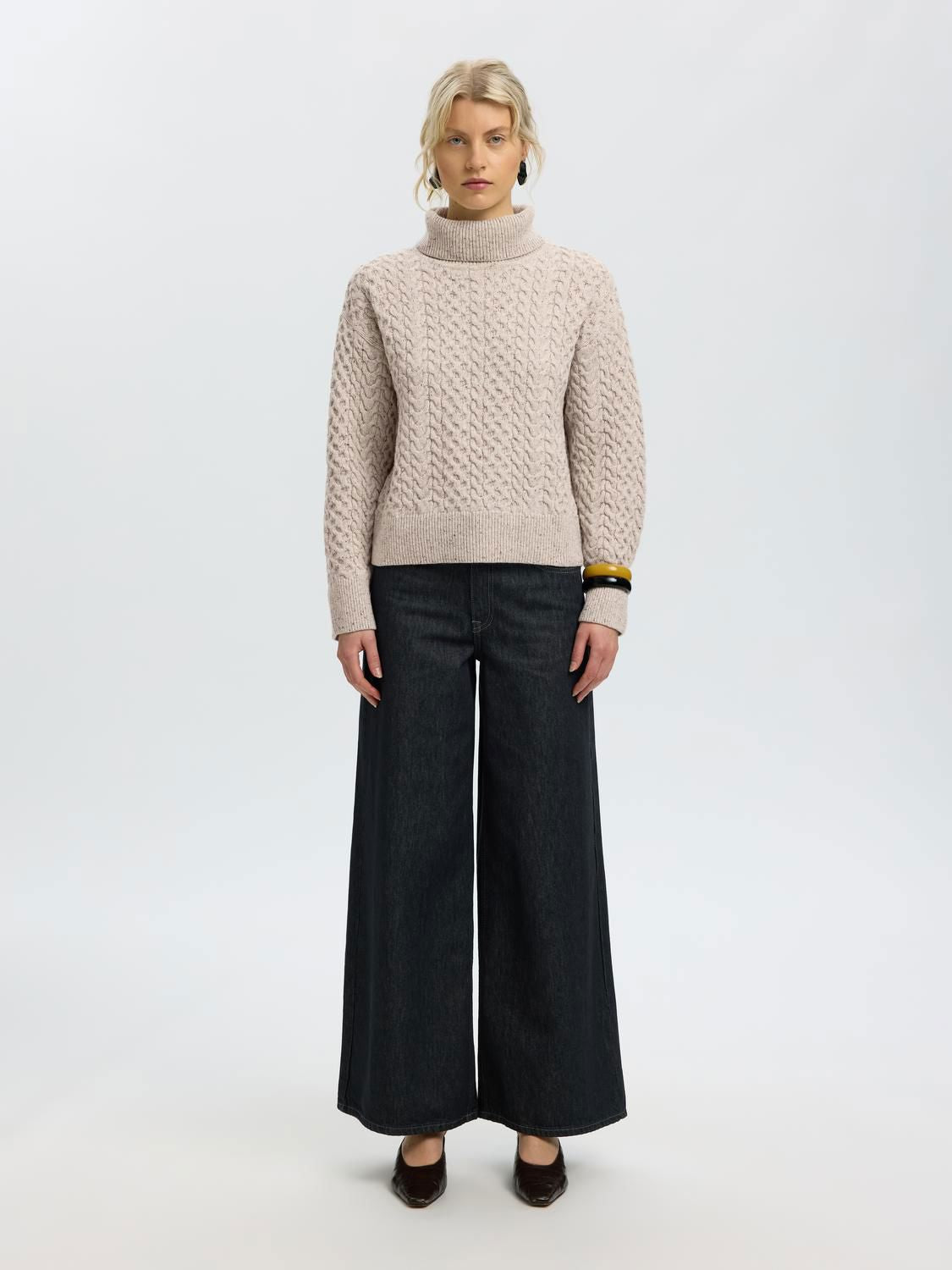 Slwland Ls Knit Cable Roll Neck
