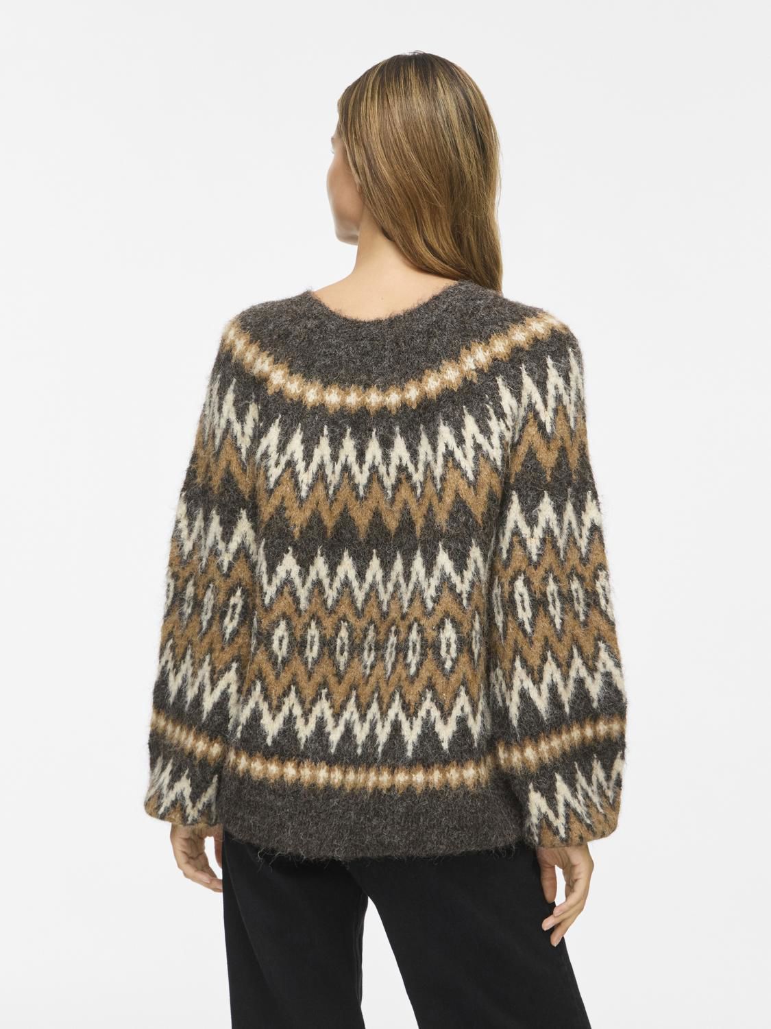 Vibows O-Neck L/s Jacquard Knit Top