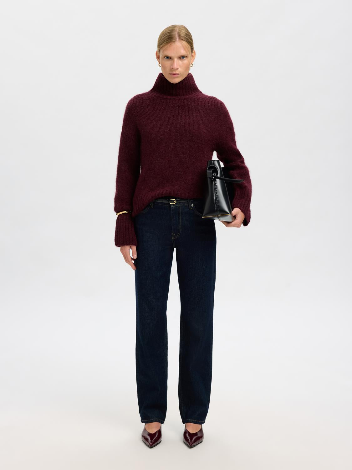 Slfgabriella Ls Knit High Neck Noos