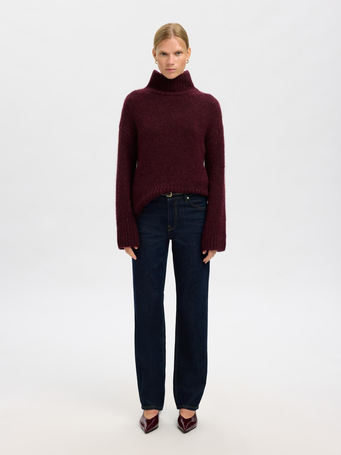 Slfgabriella Ls Knit High Neck Noos