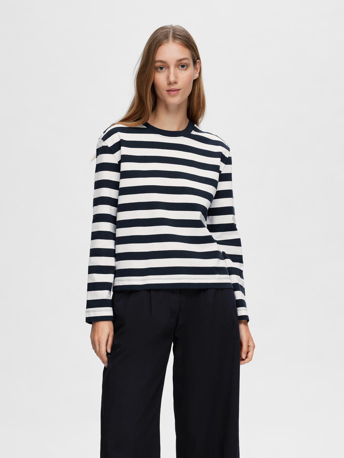 Slwessential Ls Striped Boxy Tee Noos