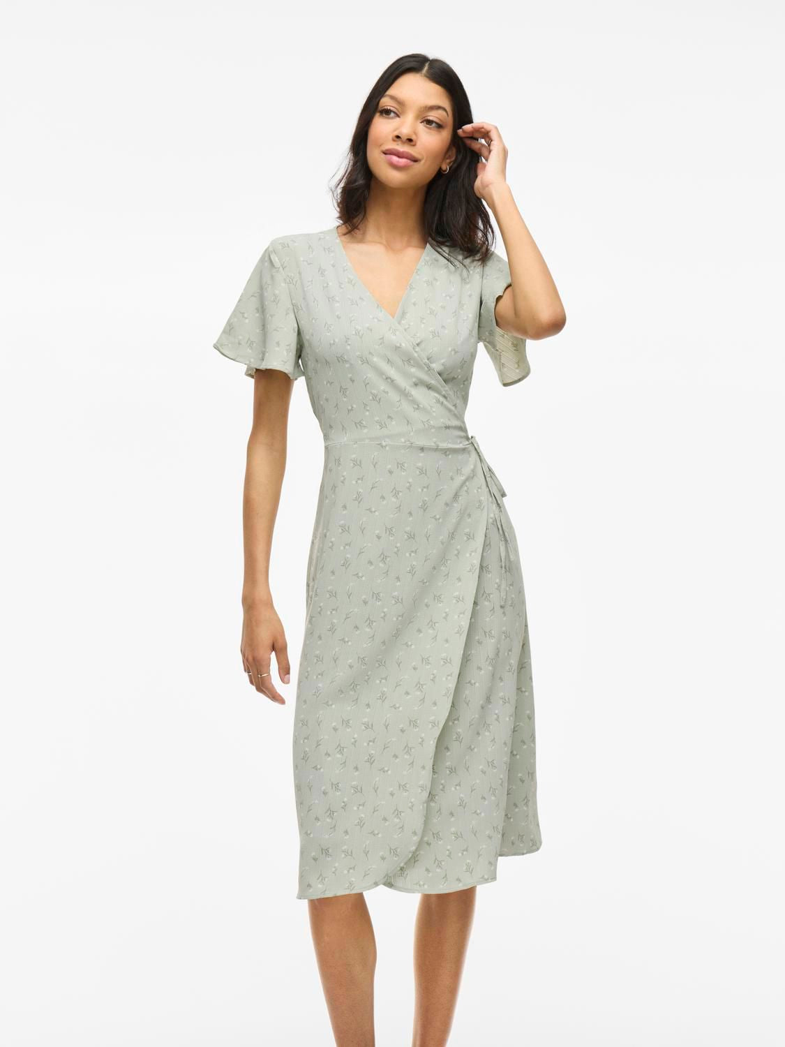 Vilovie S/s Wrap Midi Dress - Noos