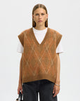 Slflulu Brushed Argyle Knit Vest