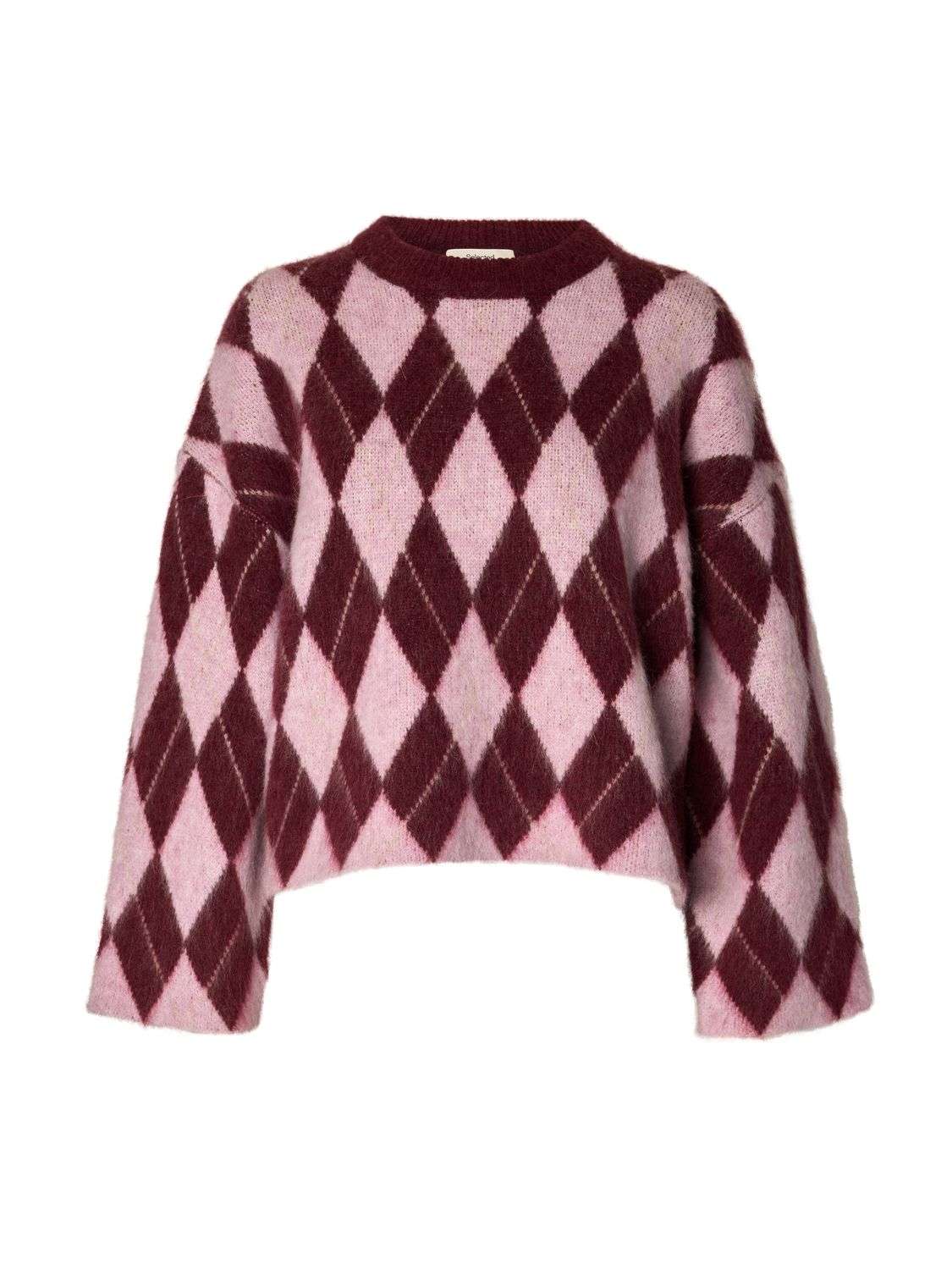 Slwlulu Brushed Argyle Knit O-Neck Noos
