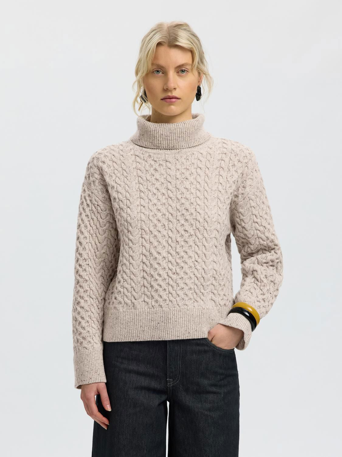 Slwland Ls Knit Cable Roll Neck