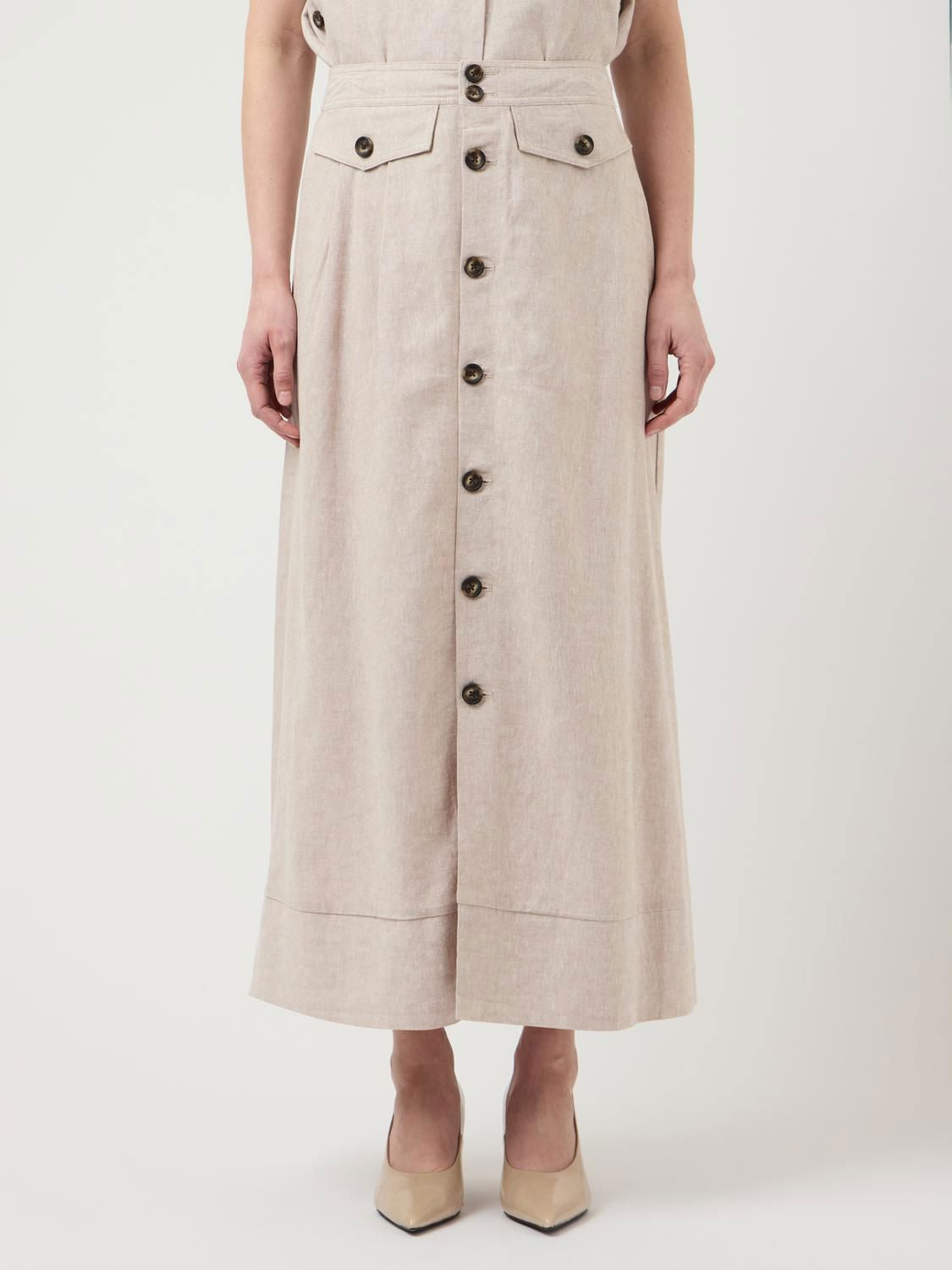 Yasusuma Hw Linen Blend Long Skirt