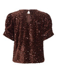 Vibelieve O-Neck Puff Sequins Top/1/ka