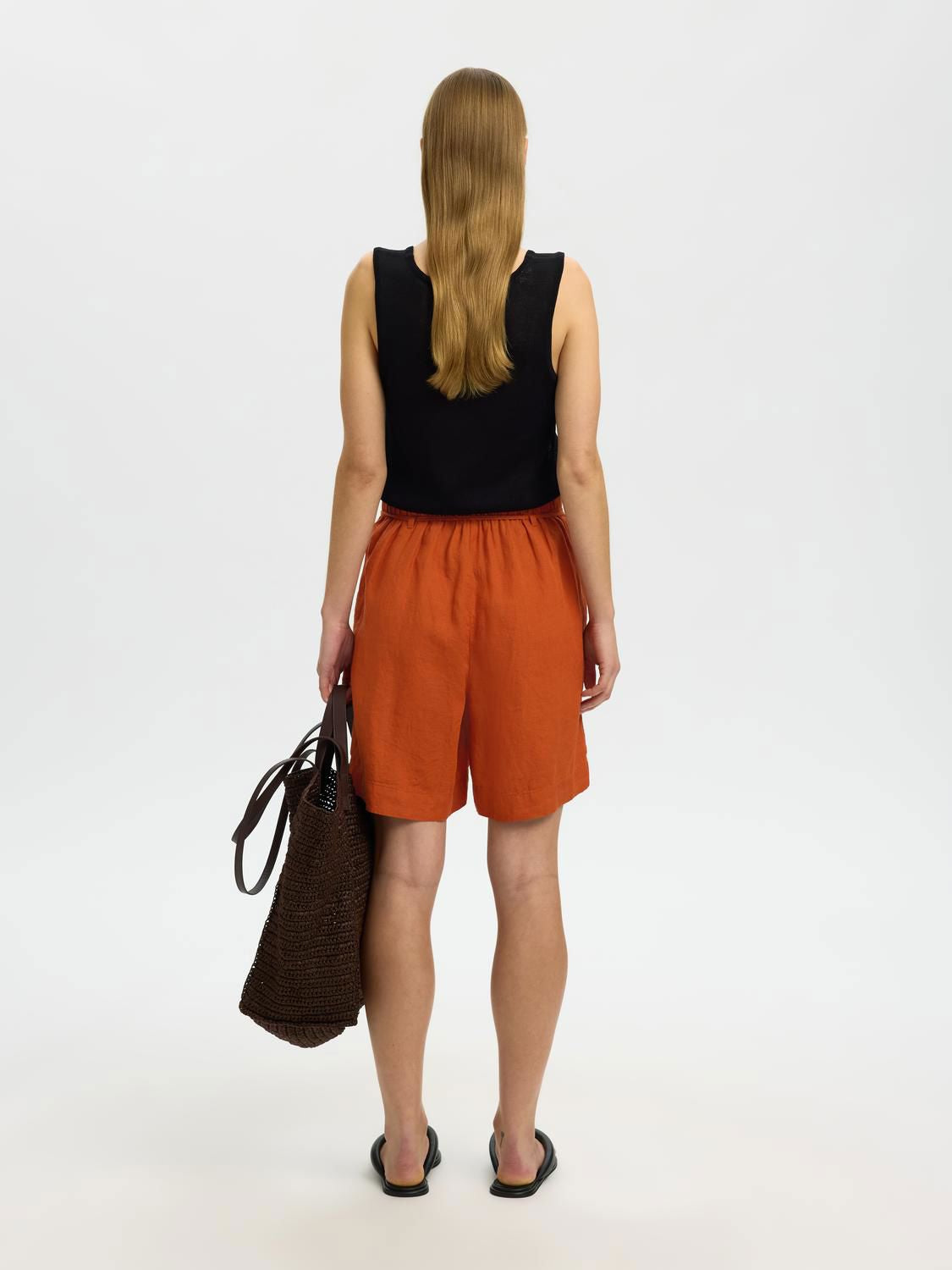 Slflinna Hw Linen String Shorts B