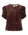 Vibelieve O-Neck Puff Sequins Top/1/ka