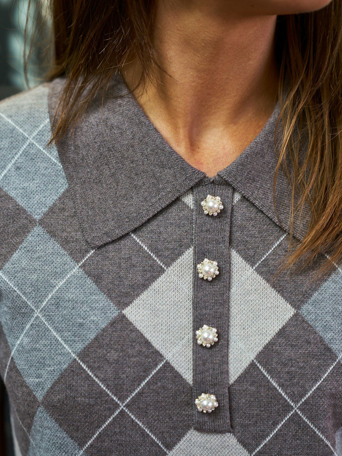 Gia Check Knit Blouse