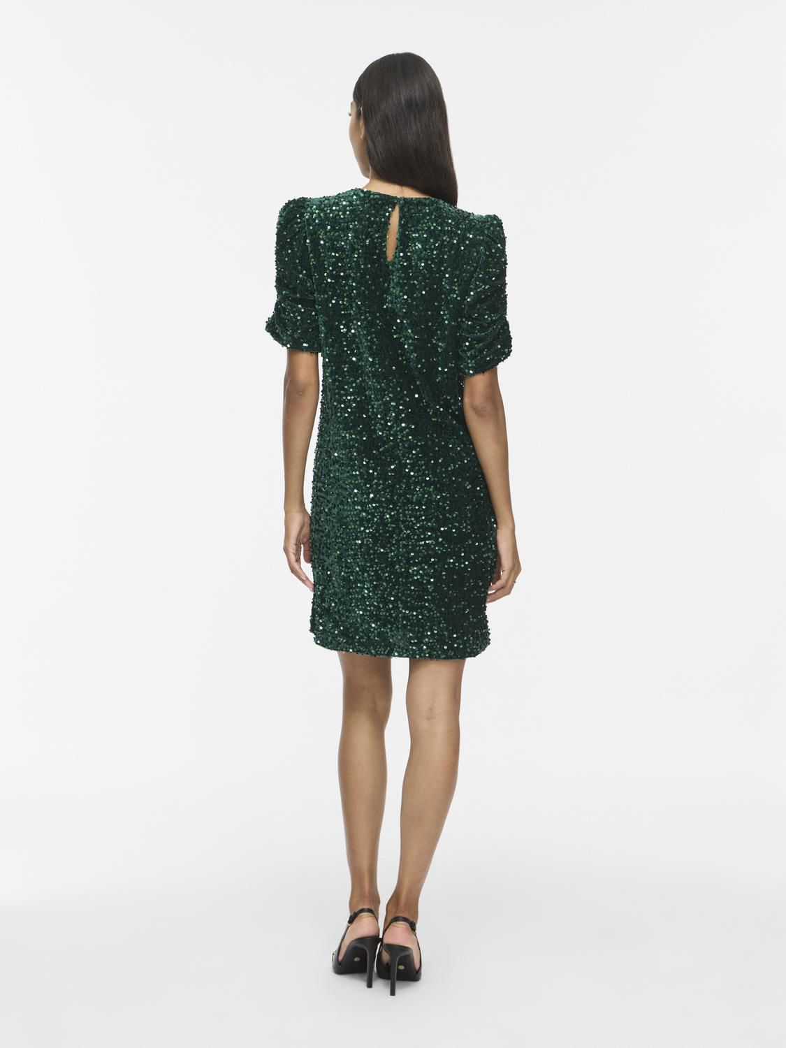 Vibelieve O-Neck Puff Short Dress/ka