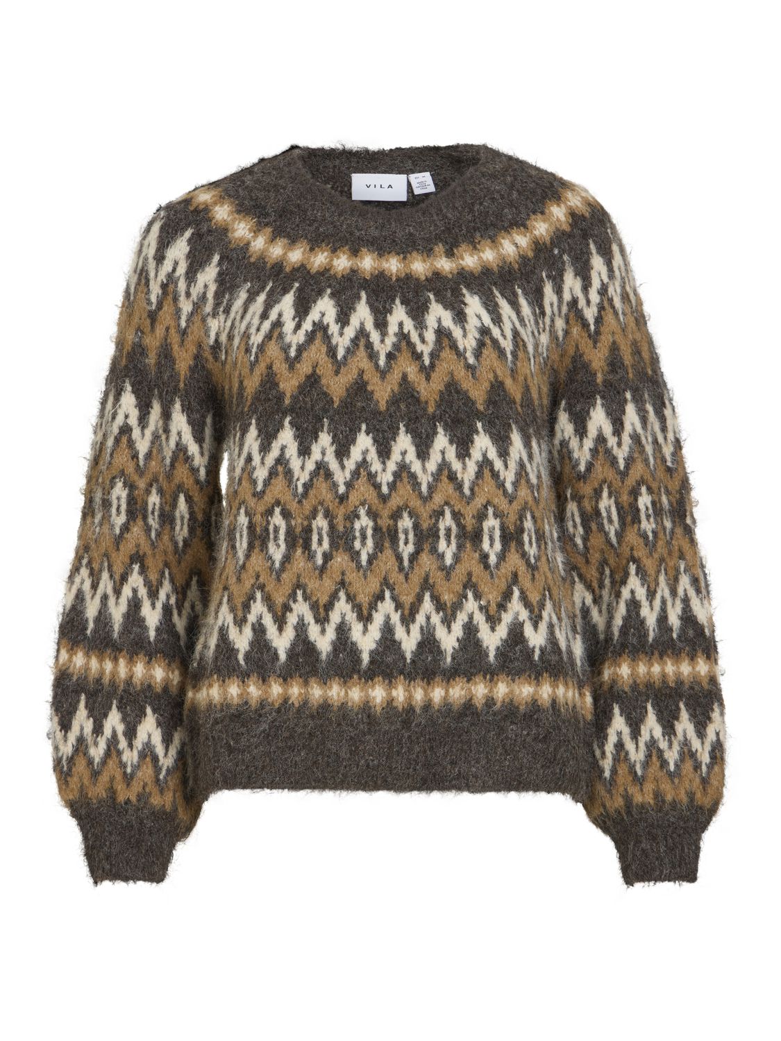 Vibows O-Neck L/s Jacquard Knit Top