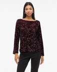 Vifaith Boat Neck L/s Sequin Top/2