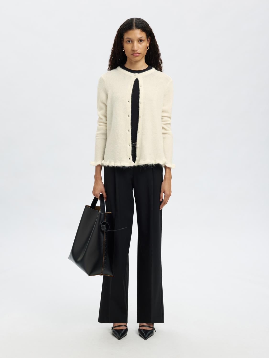 Slflulu Frill Ls Knit Cardigan