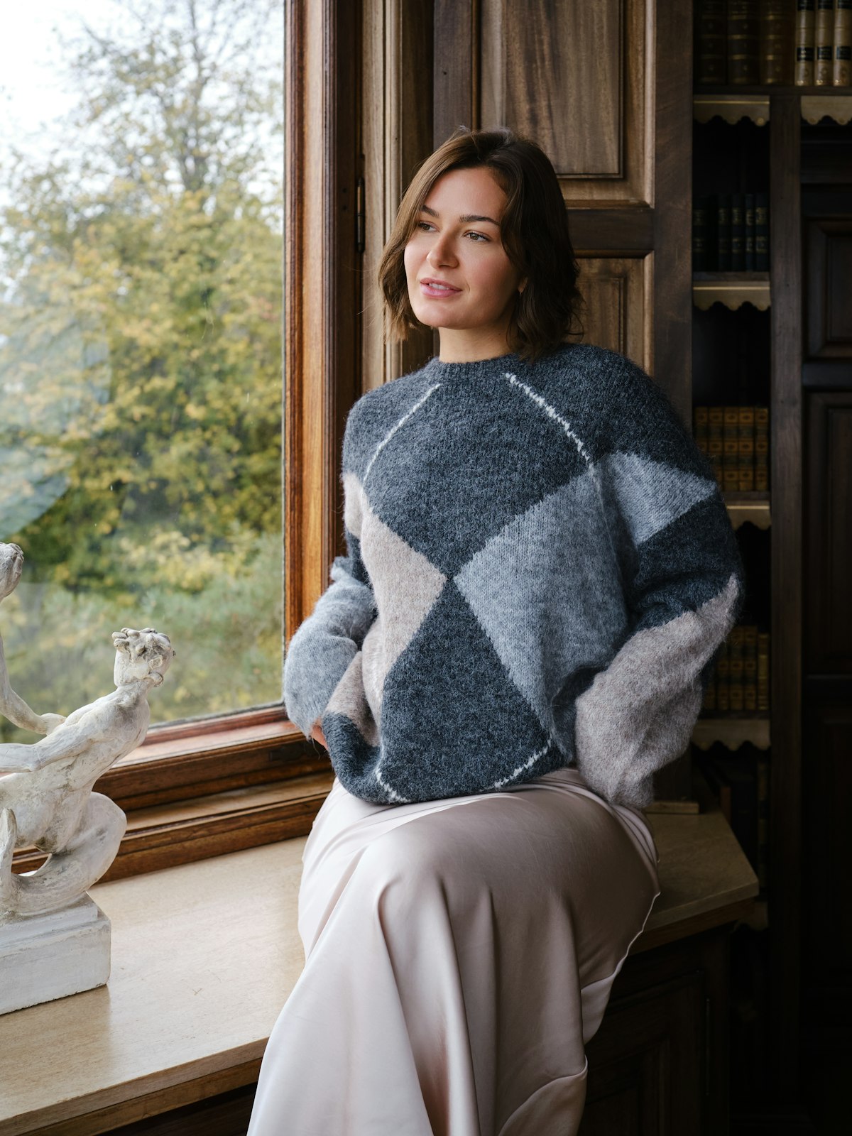 Inga Check Fluff Knit Blouse