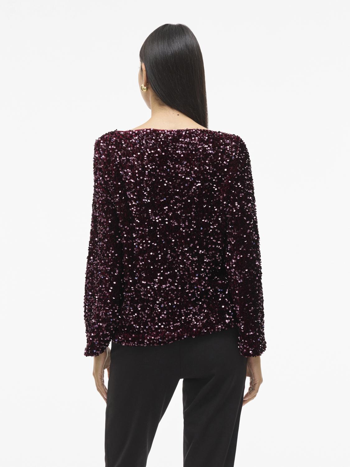 Vifaith Boat Neck L/s Sequin Top/2