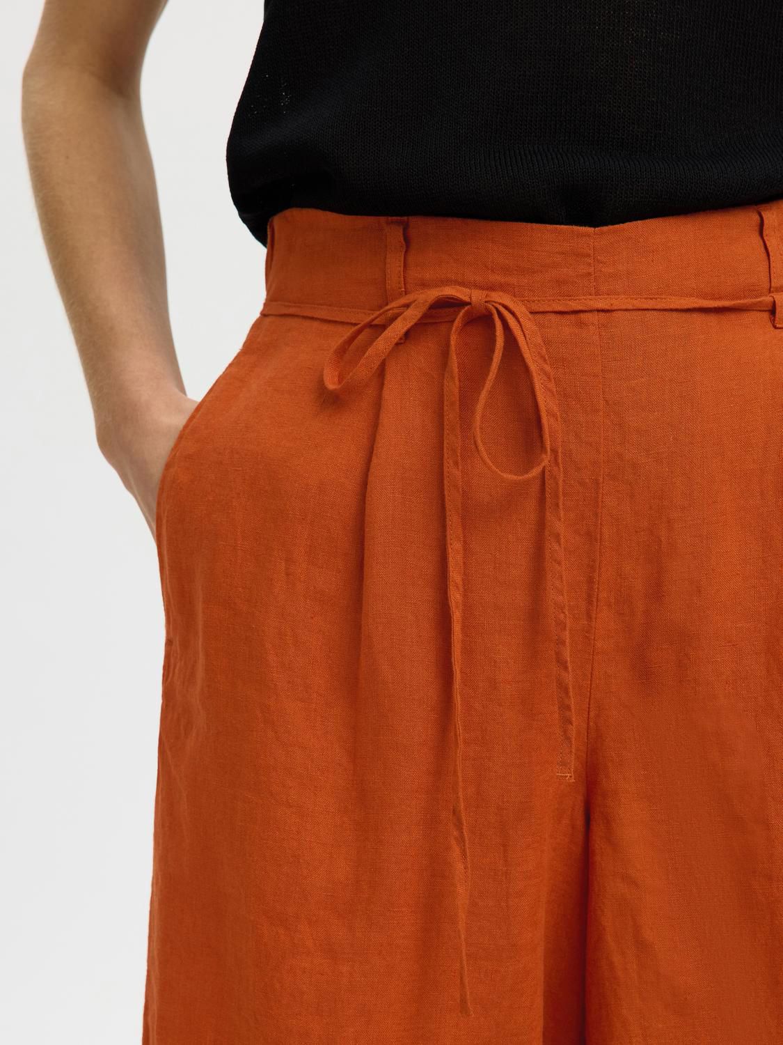 Slflinna Hw Linen String Shorts B