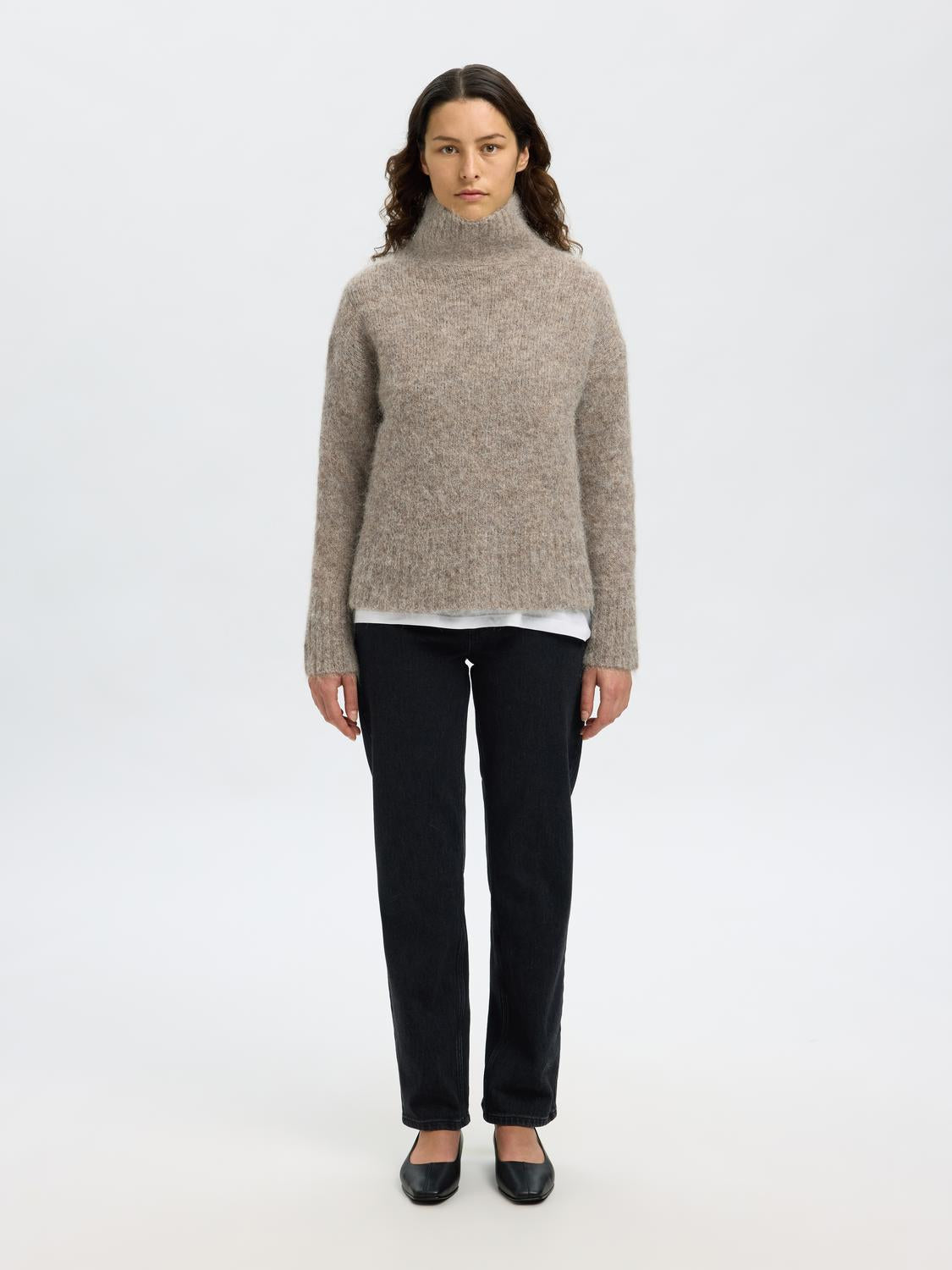 Slfgabriella Ls Knit High Neck Noos