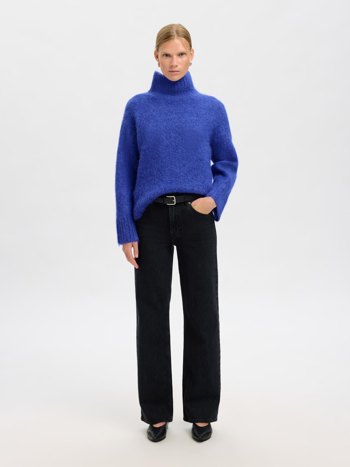 Slfgabriella Ls Knit High Neck Noos
