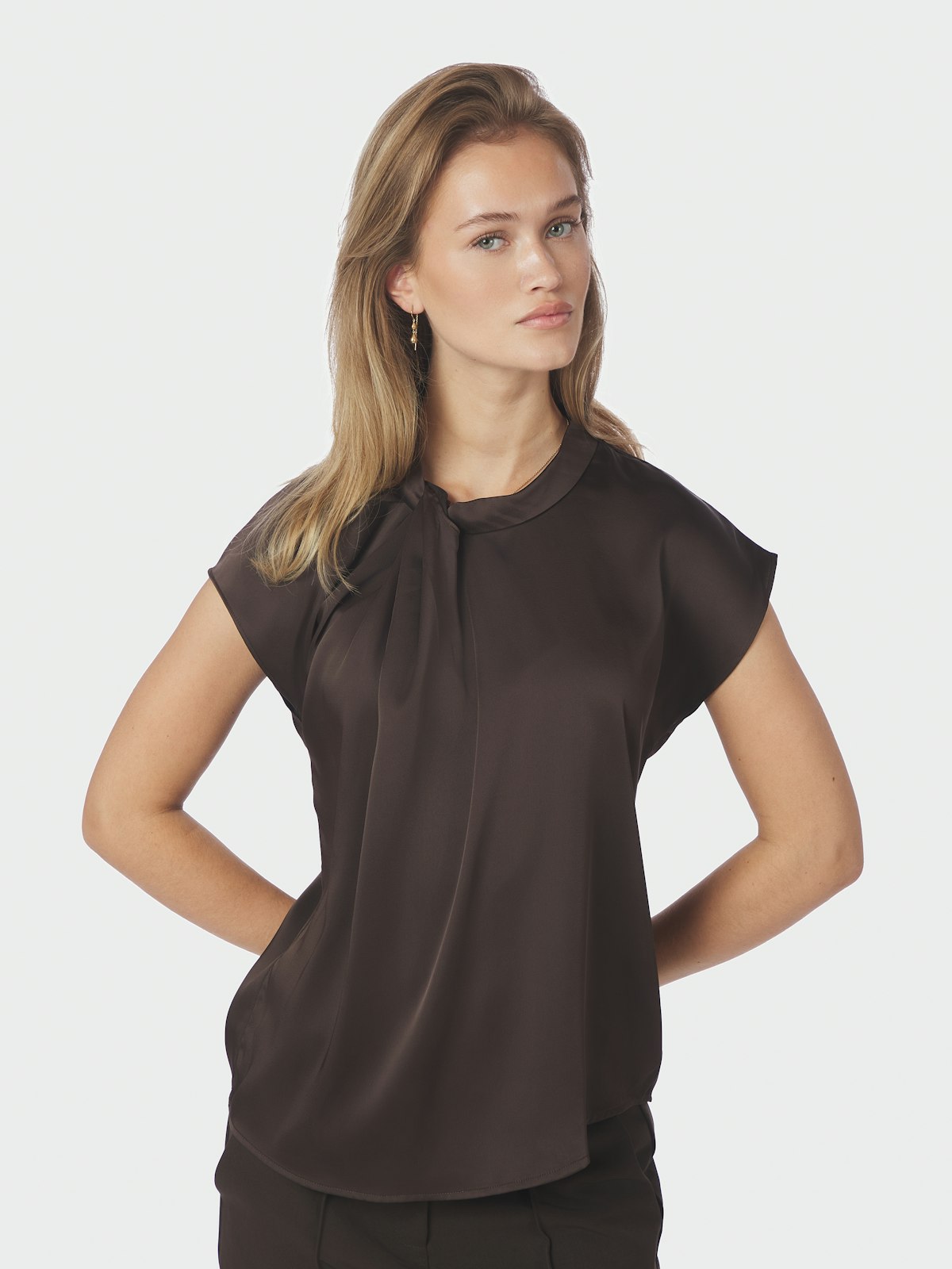 Fleur Drapy Satin Blouse