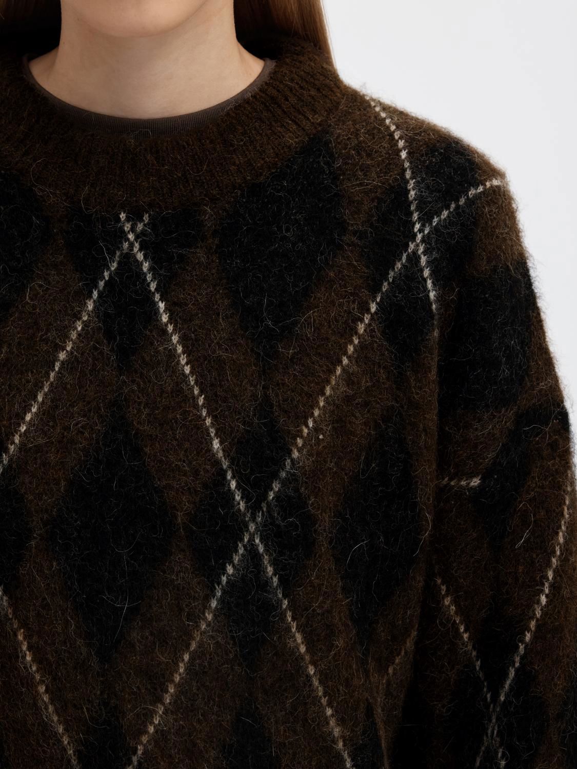 Slwlulu Brushed Argyle Knit O-Neck Noos