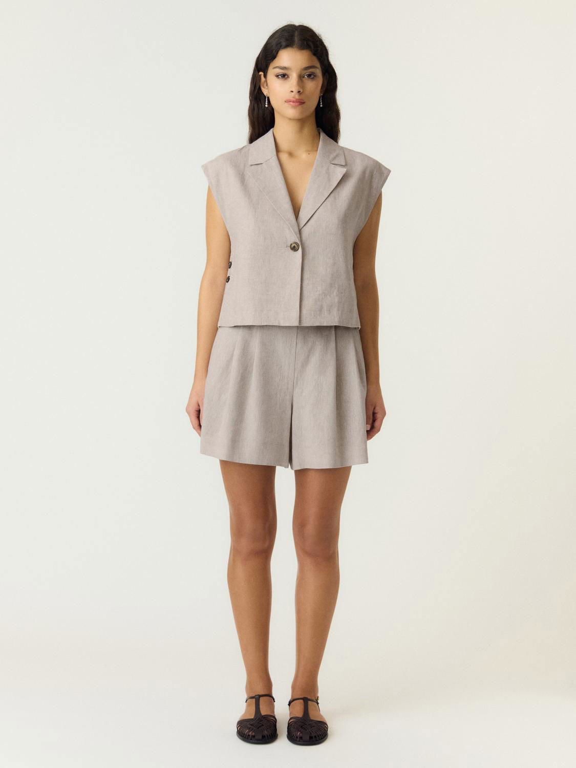 Yasusuma Short Linen Blend Waistcoat