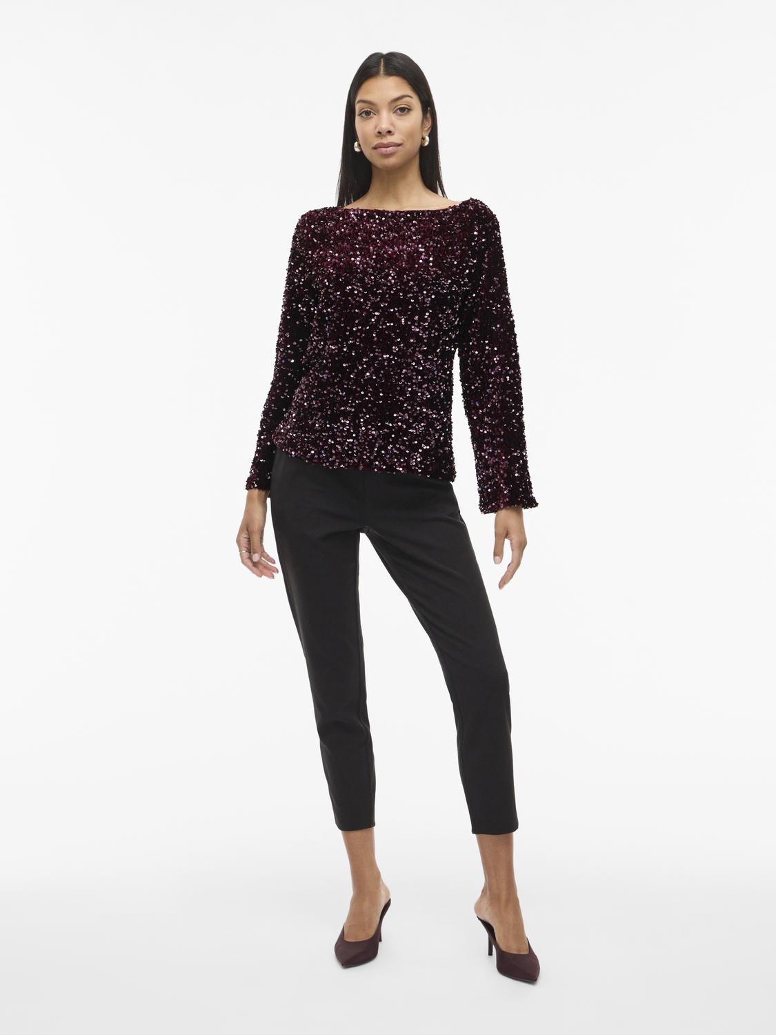Vifaith Boat Neck L/s Sequin Top/2