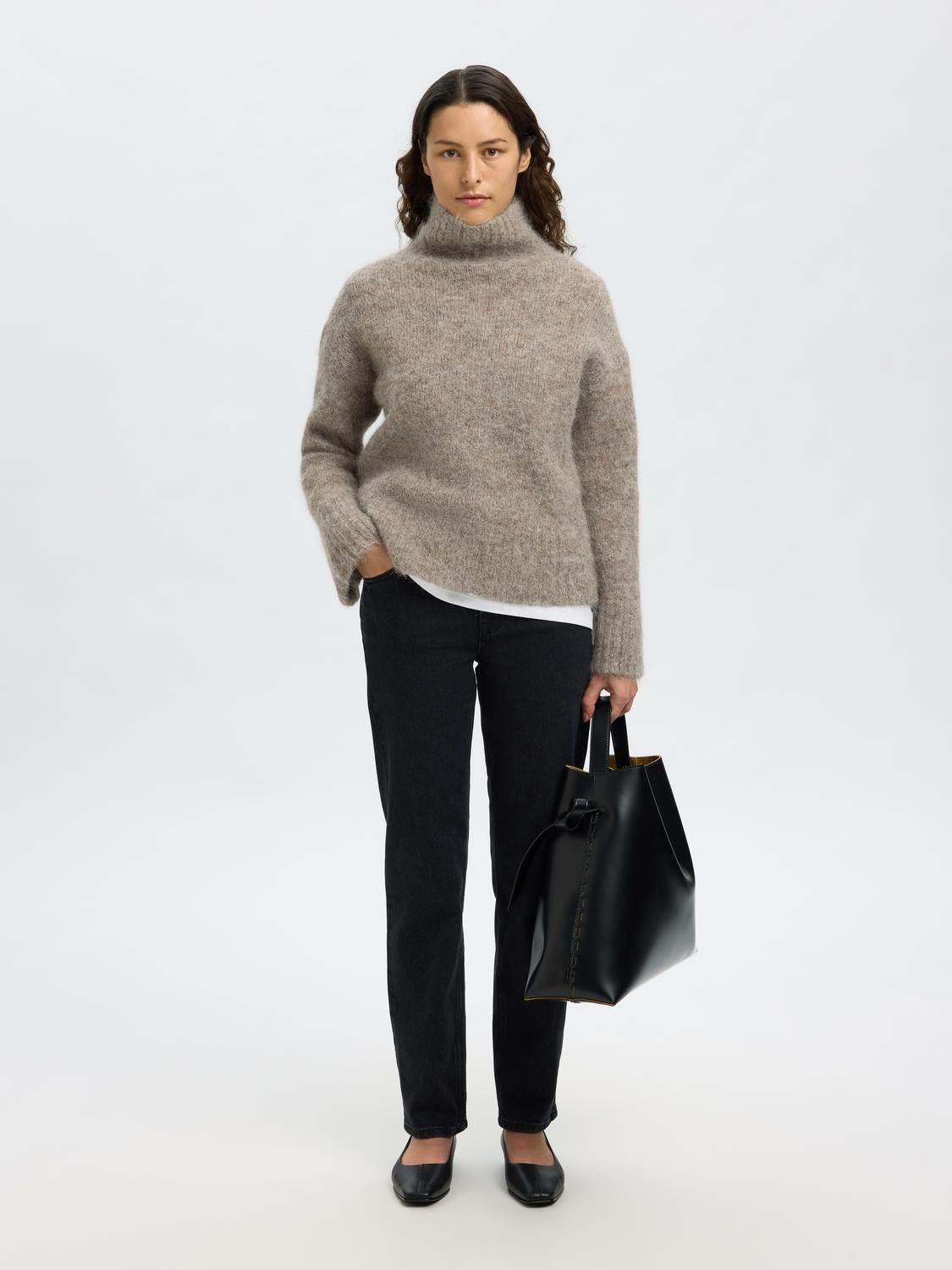 Slfgabriella Ls Knit High Neck Noos