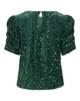 Vibelieve O-Neck Puff Sequins Top/1/ka
