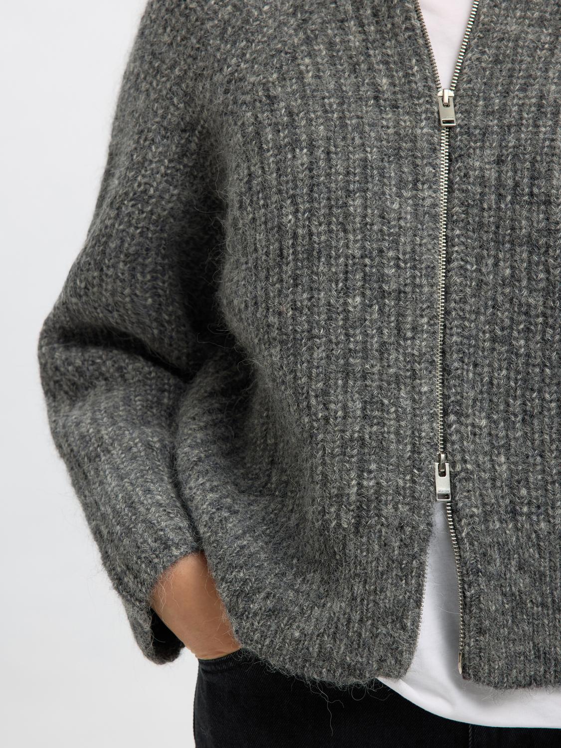 Slfanjuli Ls Knit Zip Cardigan