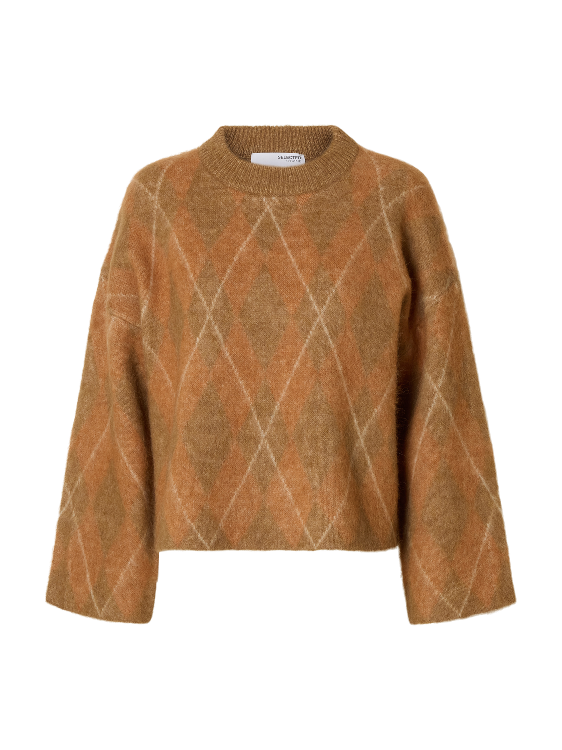 Slflulu Brushed Ls Argyle Knit O-Neck