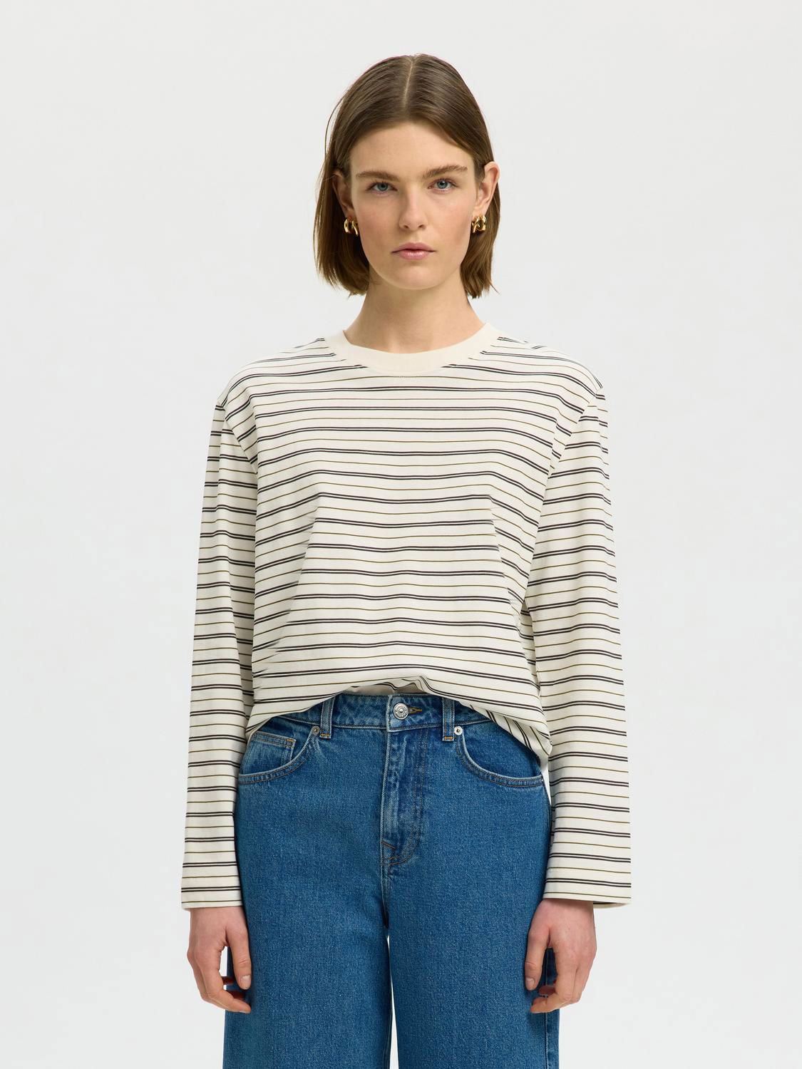 Slwessential Ls Striped Boxy Tee Noos