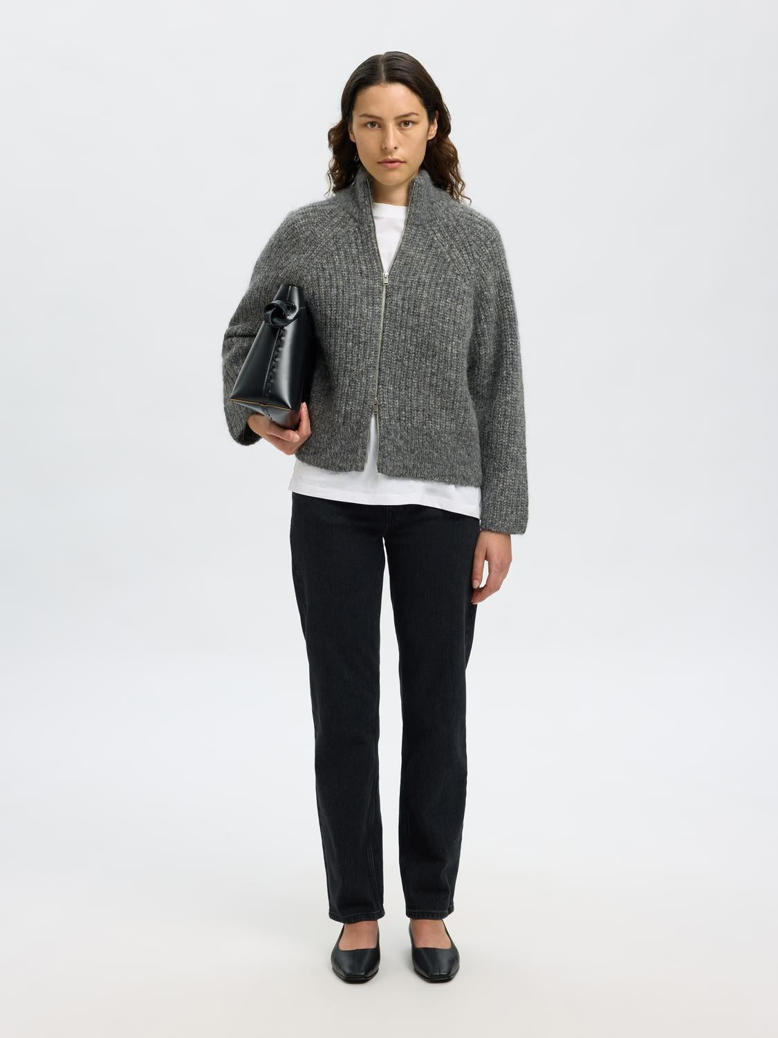 Slfanjuli Ls Knit Zip Cardigan