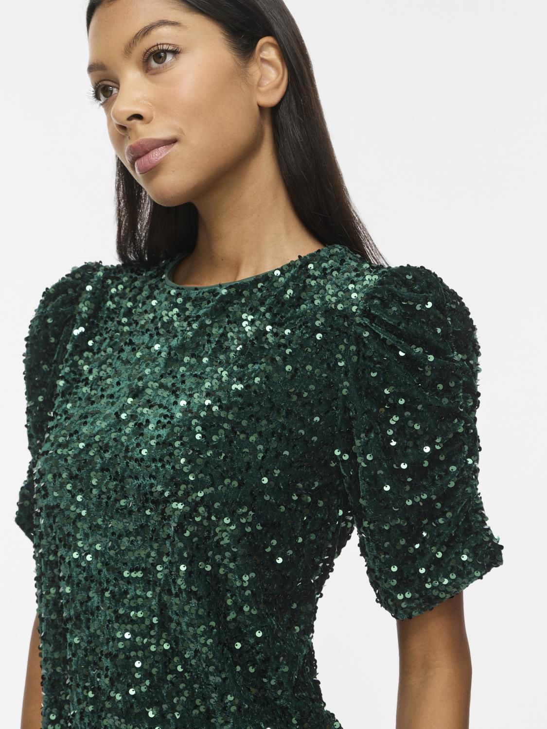 Vibelieve O-Neck Puff Short Dress/ka