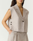 Yasusuma Short Linen Blend Waistcoat
