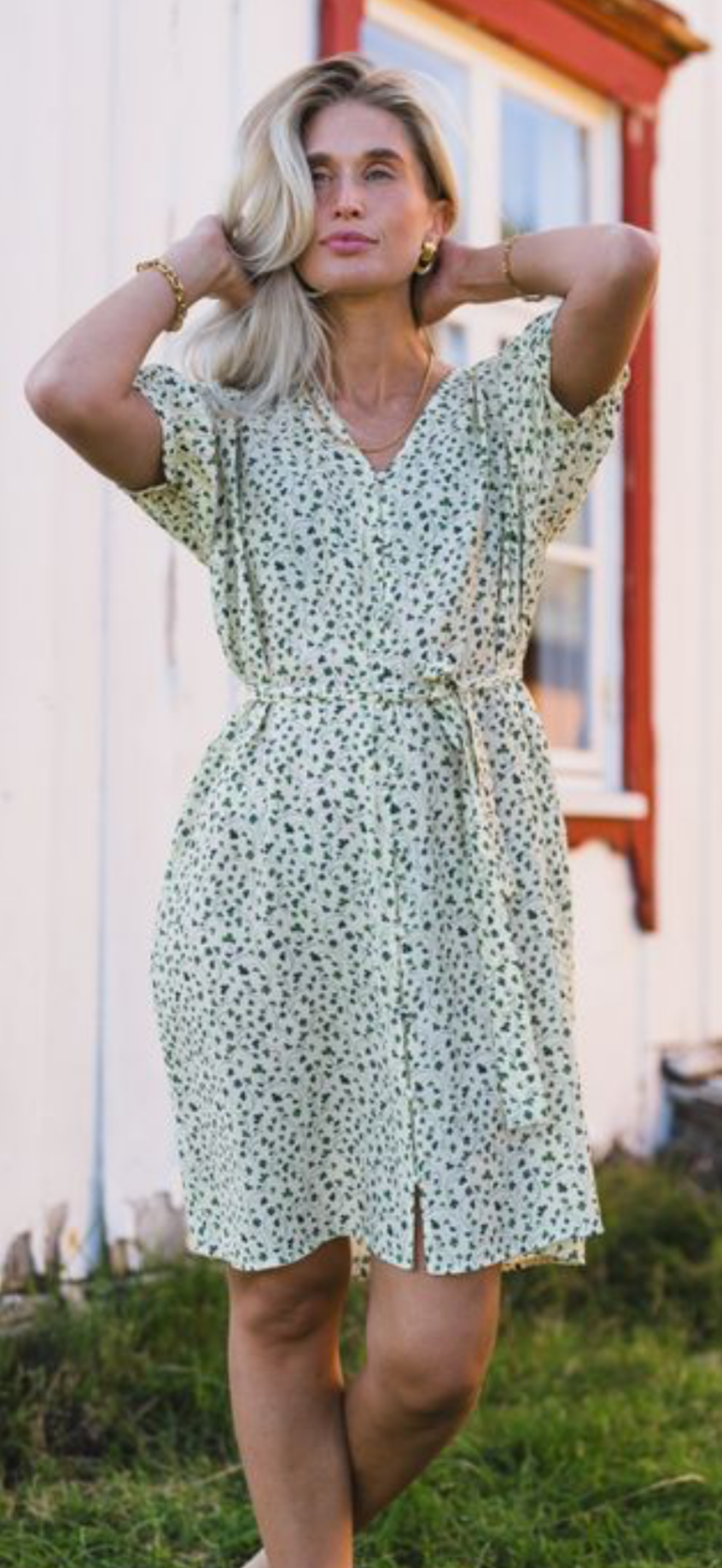 Rausastrid 2/4 V Shirt Dress Aop
