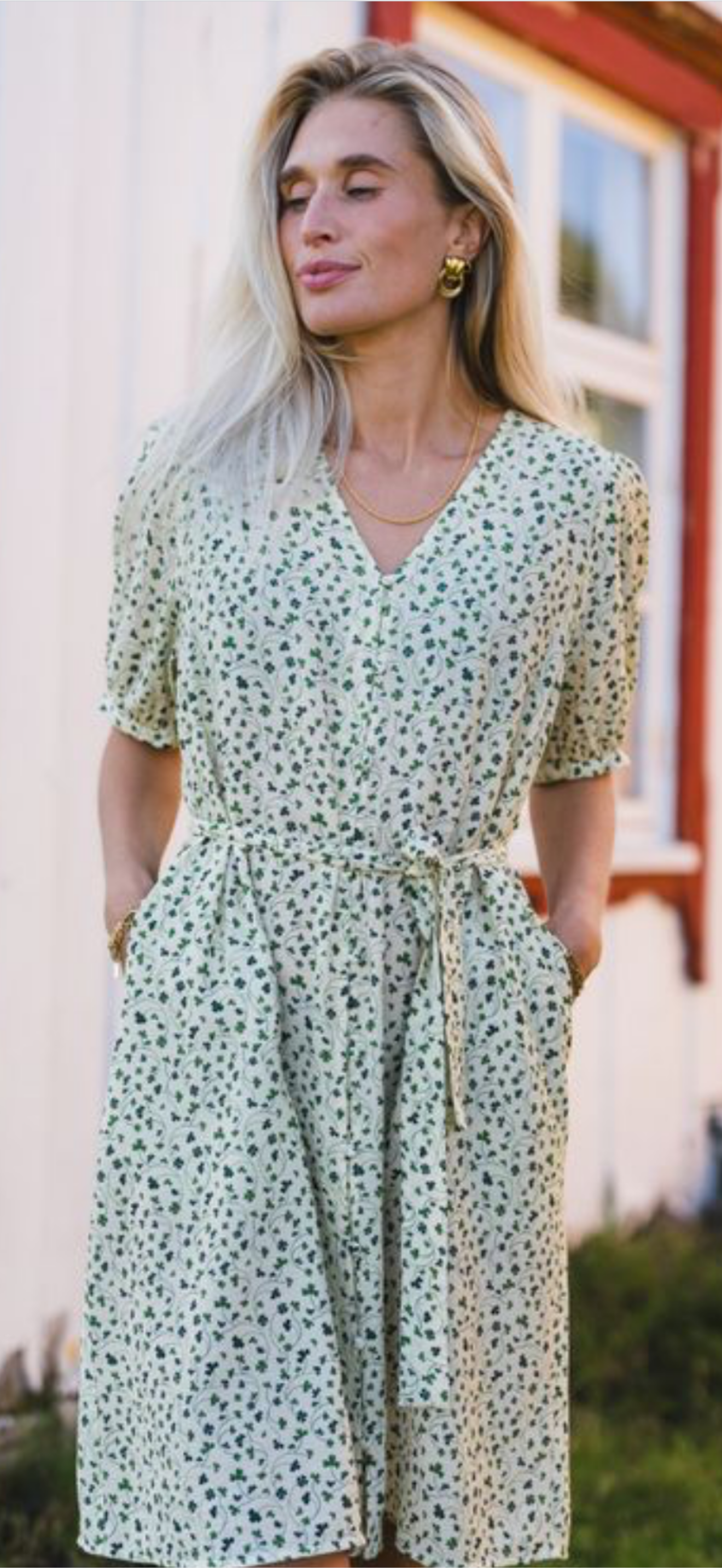 Rausastrid 2/4 V Shirt Dress Aop