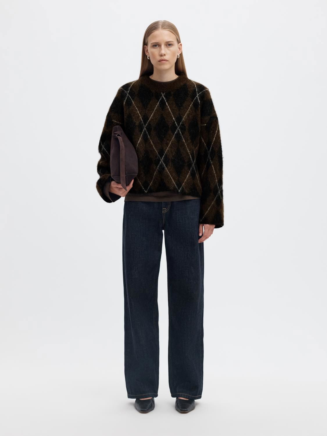 Slwlulu Brushed Argyle Knit O-Neck Noos